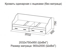 Кровать одинарная с ящиками (Без матраца 0,9*2,0) в Сургуте - surgut.магазин96.com | фото